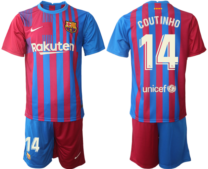 Men 2021-2022 Club Barcelona home red #14 Nike Soccer Jersey->barcelona jersey->Soccer Club Jersey